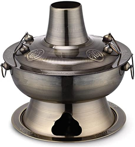 Shabu Pentola Pentola Vintage Carbone Rame Shabu Shabu Pentola Calda Acciaio Inossidabile Pentola Cinese Pentola Pentola Shabu Pentole Pentole con Camino per 2-7 Persone Riunione D