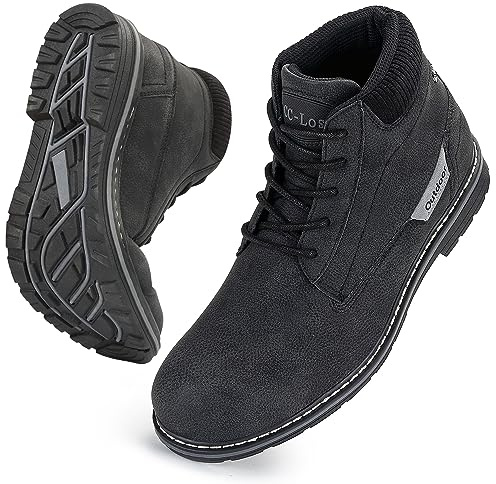 CC-Los Men's Casual Chukka Boots Lace-Up Ankle Boots Lightweight Walking Boots for Men Size 9.5 Black