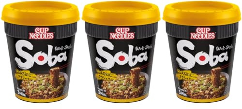 Pack Of 3 - Wok Style Soba Classic Cup Noodles 90g - Delicious Quick To Make Noodles - Enjoy Delicious Noodles Ready In 3 Minutes - Quick and Easy Ready Meals and Snacks - Flavoured Instant Noodles