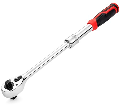 MAXPOWER Extendable Ratchet Wrench, 1/2 & 3/8 Dual Drive Ratchet Handle, Quick Release 72-Tooth Reversible Ratcheting, Extendable Handle 10.8 to 16.4