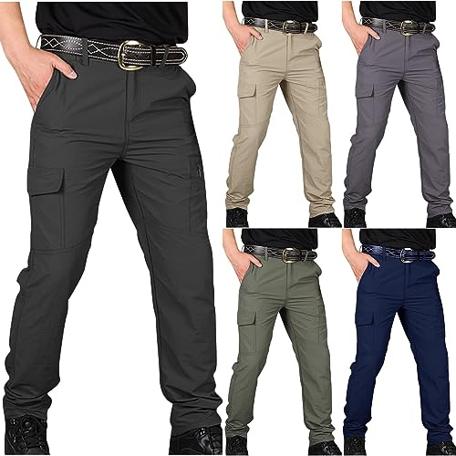 Arbeitshosen Männer Sale, Cargohose Herren Wasserdicht Wanderhose Ripstop Taktische Hose mit Multi Taschen Taktischehose Ranger Hose Leichte Outdoorhose Einfarbige Sommerhose für Jagd Wandern