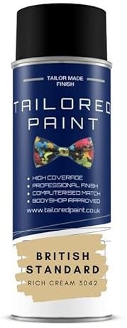 BRITISH STANDARD RICH CREAM 3042 GLOSS Aerosol Spray Paint Wood Metal Upvc