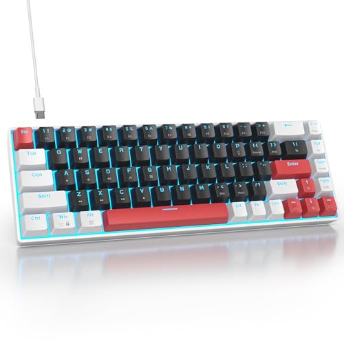 SbocKeeb 65% Teclado Mecánico，Teclado Gaming 60 Mini 68 Teclas con Cable, Retroiluminado LED, Diseño QWERTY Americano para Laptop y PC, Gamers
