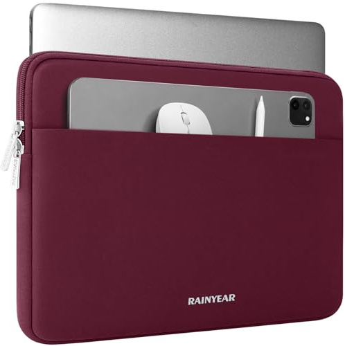 RAINYEAR Custodia per laptop da 13,3-14 pollici per notebook, Chromebook e Ultrabook, compatibile con MacBook Air da 15 pollici M5 A3448 M4 A3241 M3 A3114 M2 A2941 custodia protettiva, Rosso