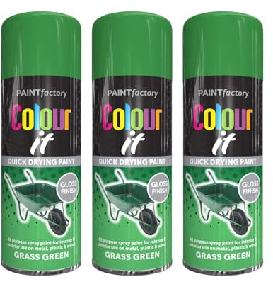 PEBBLE HUG Grass Green Gloss Spray Paint, Quick-Drying Formula, DIY Enthusiasts, Perfect For Enhancing Wood, Furniture, Metal, Plastic, Long-Lasting, Interior And Exterior Use, 250ml, (3 Pcs)