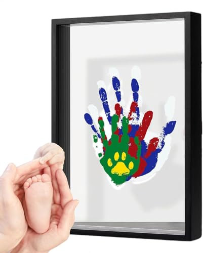 Familien-Handabdruck-Set – Set aus Familien-Handabdruck-Set | Handabdruck-Set, Holzrahmen-Set, transparente Blätter, Set aus Familien-Handabdruck-Set, babysicheres Farb-Bastelset für frischgebackene E