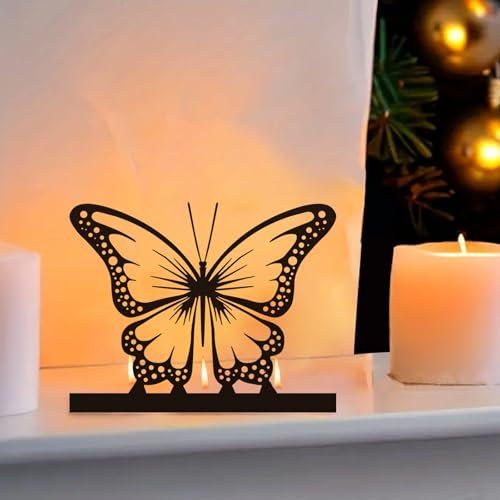 Bougeoir Papillon Photophore Métal Noir 4cm Bougie Chauffe-Plat - Décoration Pâques Printemps