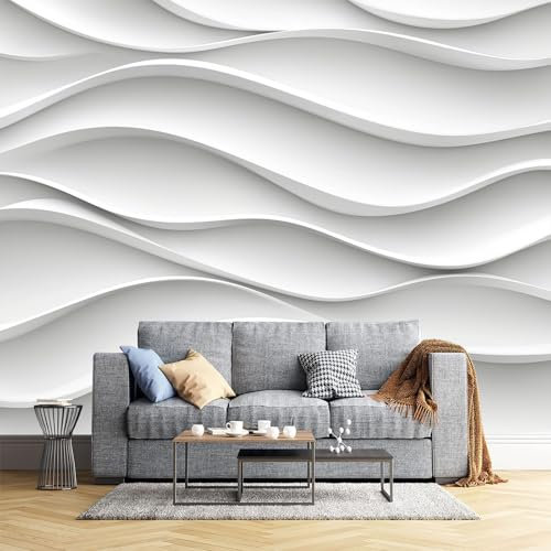 JEDTAKCT Rouleau De Papier Peint Rayures Géométriques Moderne Et Minimaliste, Motif De Vagues 3D En 3D Papier Peint Panoramique Pour Le Salon, Chambre À Coucher, Décorative Chambre
