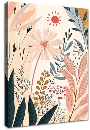 WENGTIAO Stampa su Tela Fiori a Margherita Con Cornice Quadro su Tela con Fiori Selvatici Pittura Floreale Quadri Moderni Soggiorno Casa Camera da Letto Decorazioni Parete 30x40 cm