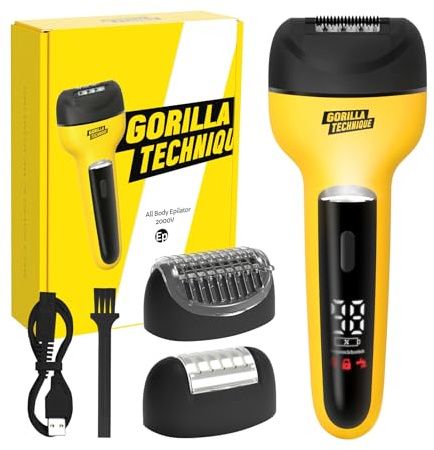 Gorilla Technique 3-in-1 Epilator 2000V, Body Hair Removal Device, Pain Relief Roller, Cordless Rechargeable Electric Tweezers & Shaver & Callus Remover, Women & Men, Korean Skin Care - 2000V