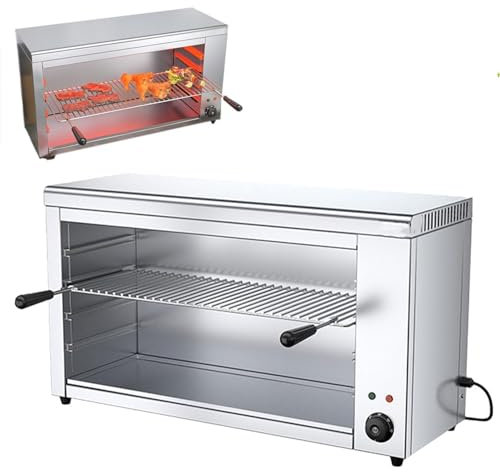 Commercial Electric Salamander Broiler Grill Cheese Melter Oven Countertop Stainless Steel Adjustable Thermostat 50C-300C for Steak Fish Chicken Sandwiches A 460 * 160mm