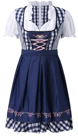 Plus Size Womens German Beer Festival Costume Bavarian Traditional Oktoberfest Halloween Party Maid Plaid Fancy Dress Outfit Stage Cosplay Performance Carnival Costume Dirndl Dress