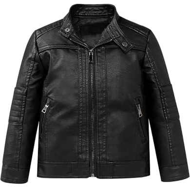 XFGLCK Toddler Kids Boys Jackets Faux Leather Motorcycle Coats Fall Winter Outwear 1-6Y (US, Age, 4 Years, 5 Years, Black)