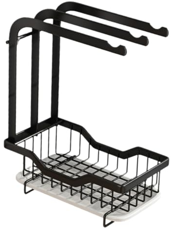 FIXOSHEE Soporte Metálico para Esponjas de Fregadero de Cocina Estante Ventilado para Secado Rápido de Bayetas y Paños Diseño Goteo Organizador Multifuncional para Utensilios de Limpieza
