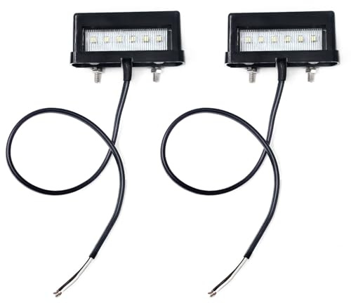 AOJO 2 st LED-släpvagnar registreringsskyltlampor E-mark godkänd, 12 V 24 V vattentät registreringsskyltbelysning för bil, lastbil, husvagn, husbilar, motorcyklar