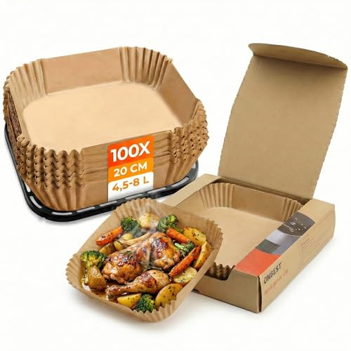 ONBEST Backpapier 20x20 cm Heißluftfritteuse 100 Stück