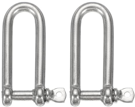 QUARKZMAN 2 Piezas De Grillete De Arco De Acero 1/2(12mm) Plateado | Inoxidable, Grillete Largo Con Tornillo En Forma De D, Para Cadena De Barco Velero Enganches Joyería Náuticos