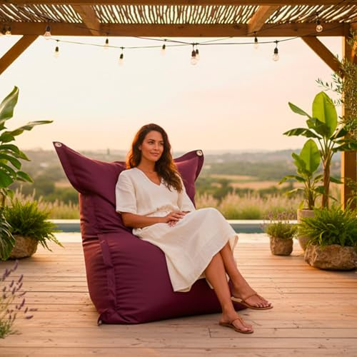 LIVEDECO - Pouf Extérieur, Outdoor, Jardin, Terrasse, Prune BiG52 Iron RAW