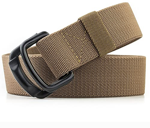 Elastiska Bälten för Män Kvinnor, TENINE Taktisk Nylon Dukbälte Militära Sportbälten Med Dubbel D-ringspänne 1,5 tums Herrbälten Utomhus Herrbälte EDC Molle Stretchbälten (Coyote Brun 02)