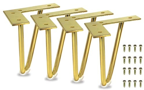 NatureMan Set med 4 robusta möbelben i metall med skruvar för skåp, bord, soffa, TV-skåp, byrå (15,2 cm, guld)