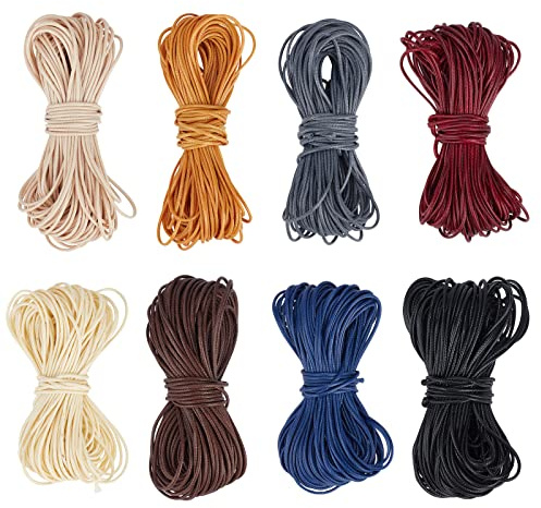 PandaHall - Hilo encerado de poliéster 120 m, 8 rollos 1 mm, cuerda para amistad, San Valentín, macramé, pulseras y collares