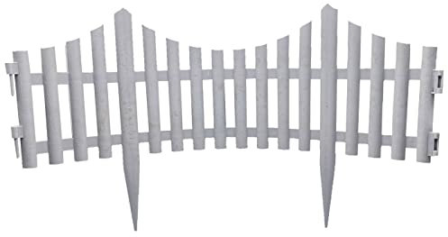 AC - Valla de Jardín - N.º 5 - Fabricado en Plástico PVC - Decoración Exterior - Flexible - Borde para césped, Plantas o Flores - 32,5 x 60 x 0,7 cm (Gris Claro)
