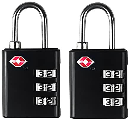 Newpop 2 stück TSA kofferschloss, gepäckschloss 3-Stellig Schlösser Zahlencode, zahlenschloss Diebstahl für Reise Koffer, Spind, Rucksack, Luggage, Vorhängeschloss Klein, Gepäckschlösser Schwarz