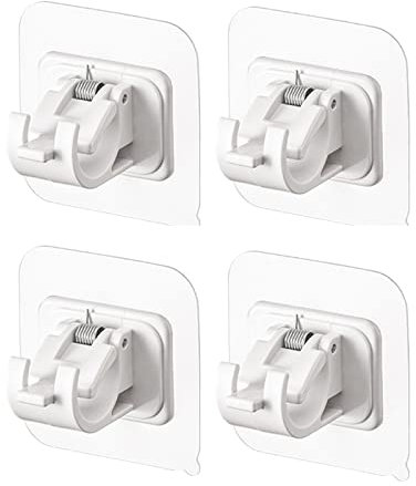 4Pcs Self Adhesive Curtain Rod Bracket Curtain Pole Wall Brackets Towel Rod Hooks Curtain Pole Wall Brackets Towel Rod Hooks Fixing Rod Holder for Home Bathroom Kitchen