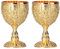 Set of 2 Brass Wine Goblet Hand Engraved Floral Patterned Wine Glass Vintage Style Embossed for Party, Home, Bar (Pumpkin Gold)