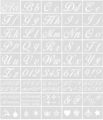 45 Pezzi Set di Stencil Lettere Per Pittura，Stencil per lettere Riutilizzabili，Stencil Fai da Te per Pittura, Artigianato, Pareti.