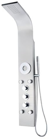K2O Colonne de douche hydromassage Lusso SPA 20 x 7 x 140 cm en acier inoxydable, robinet thermostatique, 5 jets, effet pluie, douche à main