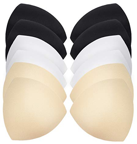 FLAVNTEL Lot de 6 Paires de Coussinets de Soutien Gorge Inserts Triangulaires Couleur Peau Rembourrage Amovible Doux et Confortable pour Soutien Gorge pour Femmes et Filles