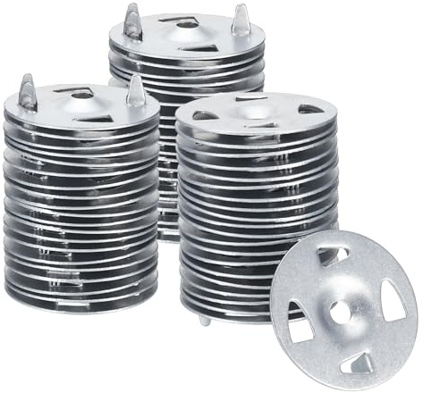 PATIKIL 32mm Insulation Washers, 600pcs Metal Insulation Washers Foam Board Fasteners Perforated Plaster Washers Galvanized Steel 1-1/4in for Foam Board Fixing Fastening Wall Ceiling