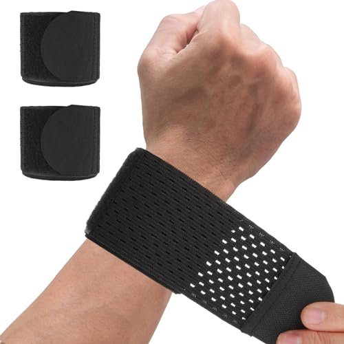 COMNICO 2 Stück Handgelenkbandage Kompressionsbandage, Sportmanschette Verstellbar Schmerzlinderung Sehnenentzündung elastisch Tennis Training Gewichtheben Bowling Handgelenk-Widget(schwarz)