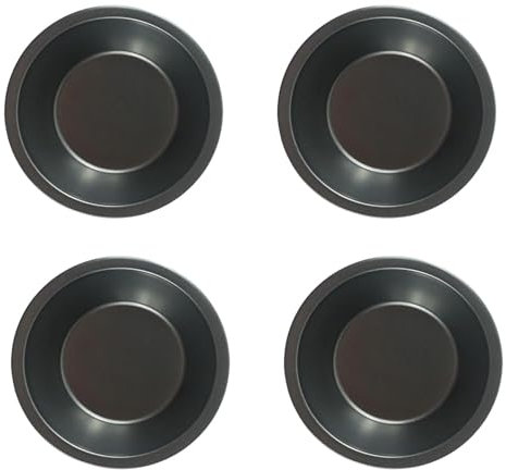 QJFCare 4 Pack Small Pie Baking Pans, 5 Inch Nonstick Mini Pie Plates, Small Round Carbon Steel Metal Pie Tins, Bakeware Individual Plate Baking Dish, Durable Pot Pie Tin -for Crust Tarts Pizza Bread
