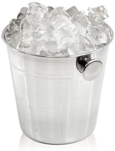 GEEZY Stainless Steel Mini Ice Bucket with Handles – Stylish, Durable Wine Cooler for Parties, Champagne & Beer – Brushed Silver Finish, Easy to Clean, 11.5 cm Diameter