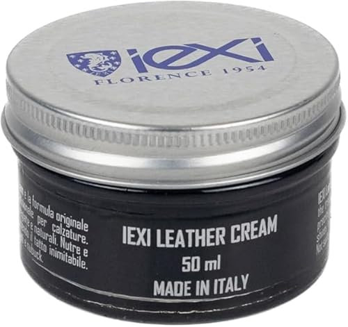 IEXI Crema Lucida Scarpe in Pelle, Made in Italy - Leather Cream 50ml - Cromatina Nutriente e Ravvivante - Crema per Lucidare, Nutrire e Mantenere Morbida la Pelle (Nero)