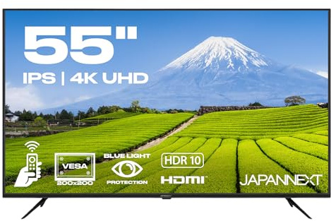 JapanNext Großformat Monitor 55 IPS 4K UHD (3840x2160) | HDR | Integrierte Lautsprecher (8W x2) | G-Sync/FreeSync | JN-IPS5503TUHDR
