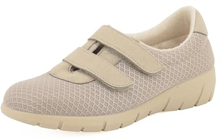 JOMIX Chaussons Diabétiques Femme avec Scratch Basket Diabétiques Pantoufles Orthopédiques Confortables ES2502 (Beige, 39)