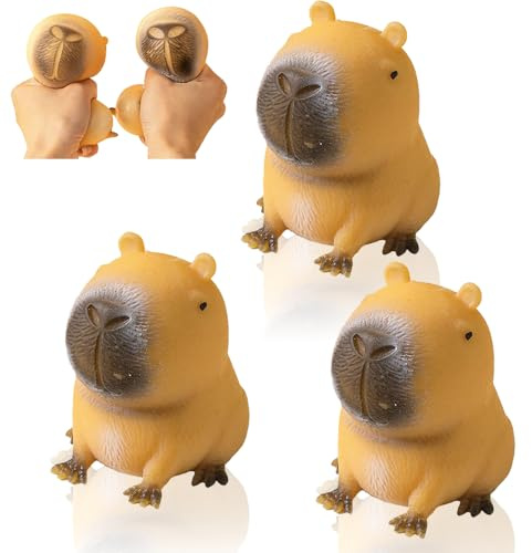 Capybara Squeeze Juguetes, 3 Piezas Juguete Suave de Alivio de Estrés, Juguetes Antiestres Squishy, Capybara Squeeze Toys, Capybara Fidget Toys, Cute Animal Sensorial Fidget Toys para Adultos y niños