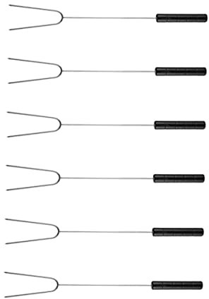 PRETYZOOM 6piezas Tenedores Asar Acero Inoxidable Mango Madera Herramientas Barbacoa