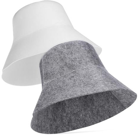 Ipetboom 2 Stück Sauna Hüte Aus Filz Für Damen Und Herren Bequeme Duschhaube Für Badezimmer Und Spa Hitze Und Haarschutz Grau Und Weiß Robuste Sauna Mütze Aus Filz