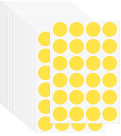 PATIKIL Etiquetas de Puntos de Colores de 19mm, 42 Pcs de Gomets Colores Surtidos Pegatinas Adhesivas Codificación Redondas para Inventario de Oficina, Garaje, Aula, Amarillo