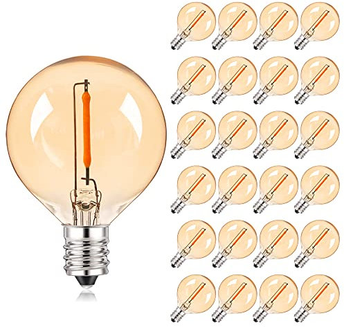 Genixgreen G40 1.51W LED kleine Glühbirnen E12 220V Warmweiß Glas 2200K LED Lampen Ersetzen G40 1W Glühend für Party Garten Hochzeit Dekoration Lichterkette Ersatz-Glühbirne Ambre (clear)