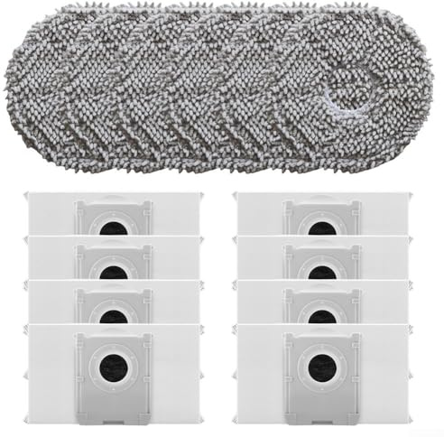 Pièces de rechange pour aspirateurs Ecovacs pour robots Deebot T30C Pro Omni/T30C Pro – Comprend 6 chiffons de nettoyage et 8 sacs à poussière