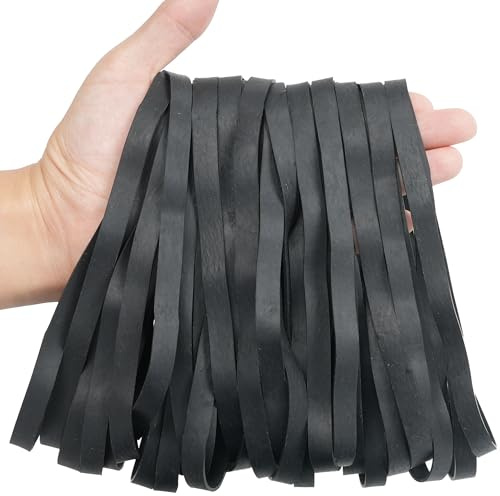 AOUOU Gummibänder, groß, schwarz, 25 Stück, 200 mm x 10 mm, elastische Bänder breit, 5 mm, Gummiband, für Mülleimer, Bürobedarf, Ordner, Katzentoilette