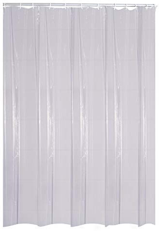 RIDDER Duschvorhang Folie ca. 180x200 cm, Brillant, inkl. Ringe | 100% Wasserdicht | Transparent