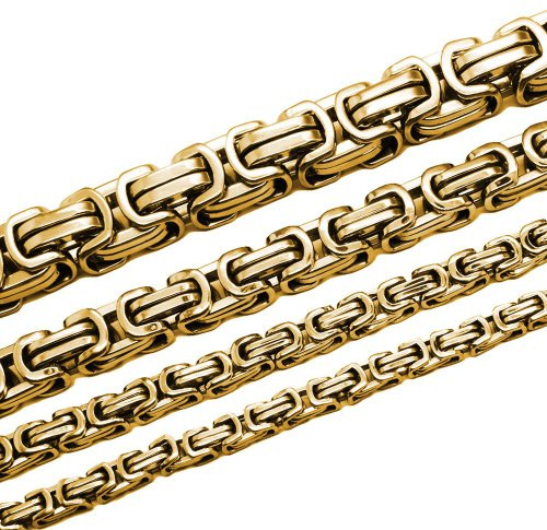 Soul-Cats® kunglig kedja halskedja av rostfritt stål, med eller utan armband; färg: guld 12 mm