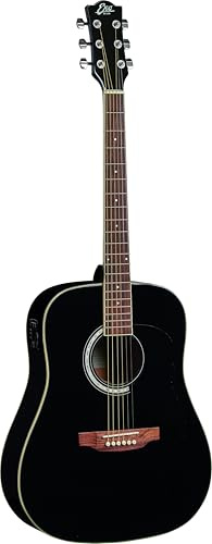 EKO GUITARS - RANGER 6 EQ BLACK, Chitarra Acustica con Equalizzatore, Top in Abete, Fasce e Fondo in Tiglio, Tastiera in South American Roupanà, Colore Nero