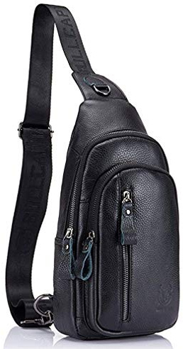 Xieben Bolso bandolera de cuero Mochila para hombres, mujeres, bandolera, hombro, pecho, paquete de día, mochilas, viajes al aire libre, camping, senderismo, mochila